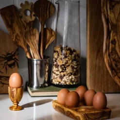 Naturally Med Tableware Brands^6 Slot Olive Wood Egg Cup Holder