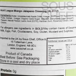 Acid League Ingredients Brands|Oil, Vinegar & Dressings^Mango Jalapeno Dressing, 300ml