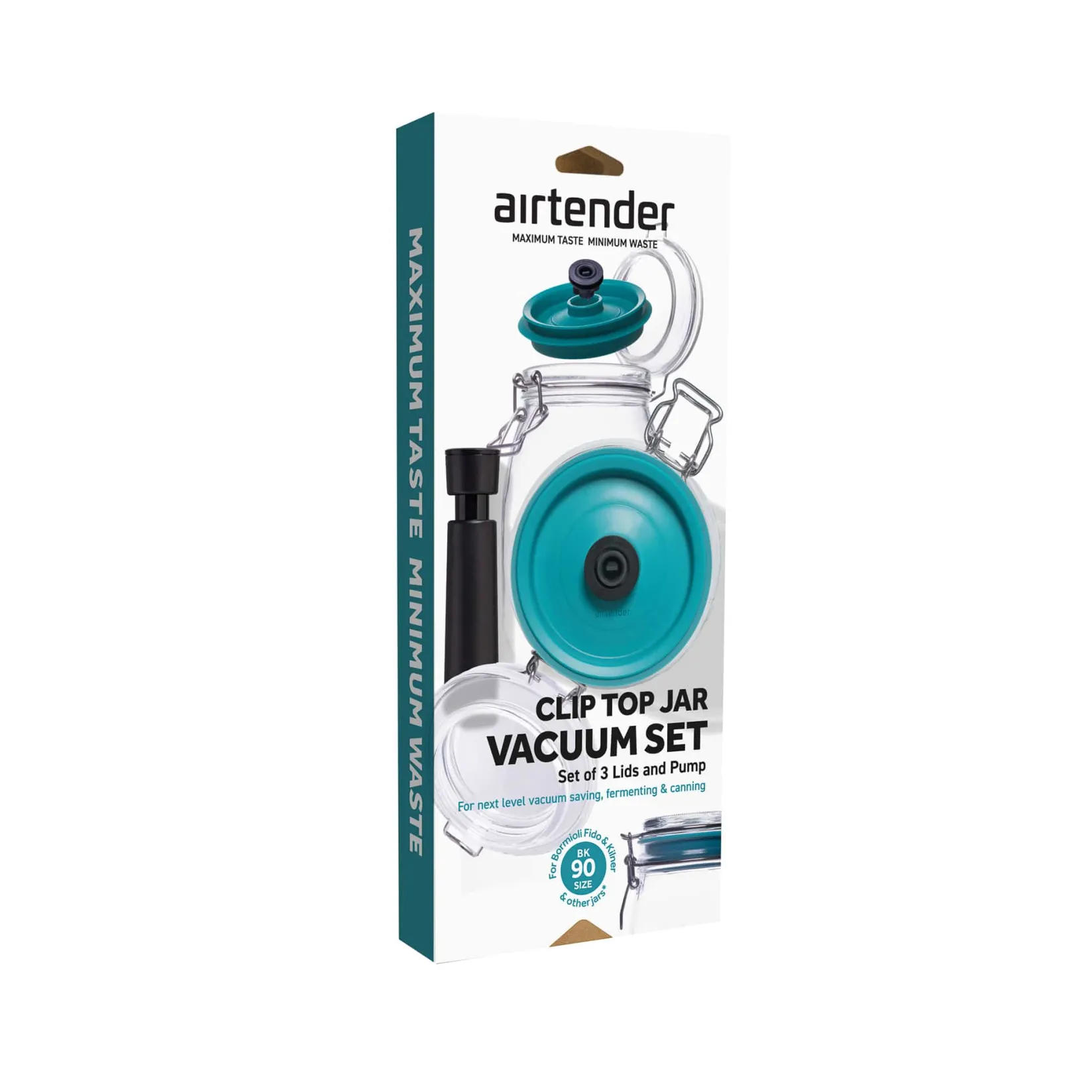 Airtender Tableware Brands|Food Storage & Containers^Set of 3 Lids with Vacuum Sealer for Clip Top Jars