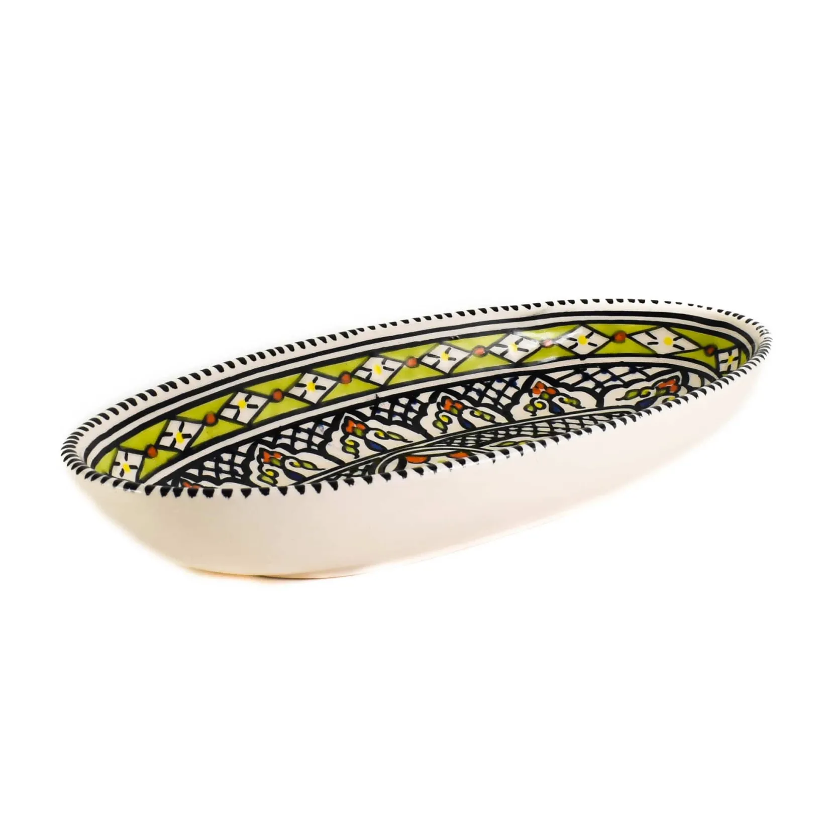 Tunisian Ceramics Tableware Brands|Middle Eastern Ingredients^Azraq Patterned Oval Serving Dish, 30cm