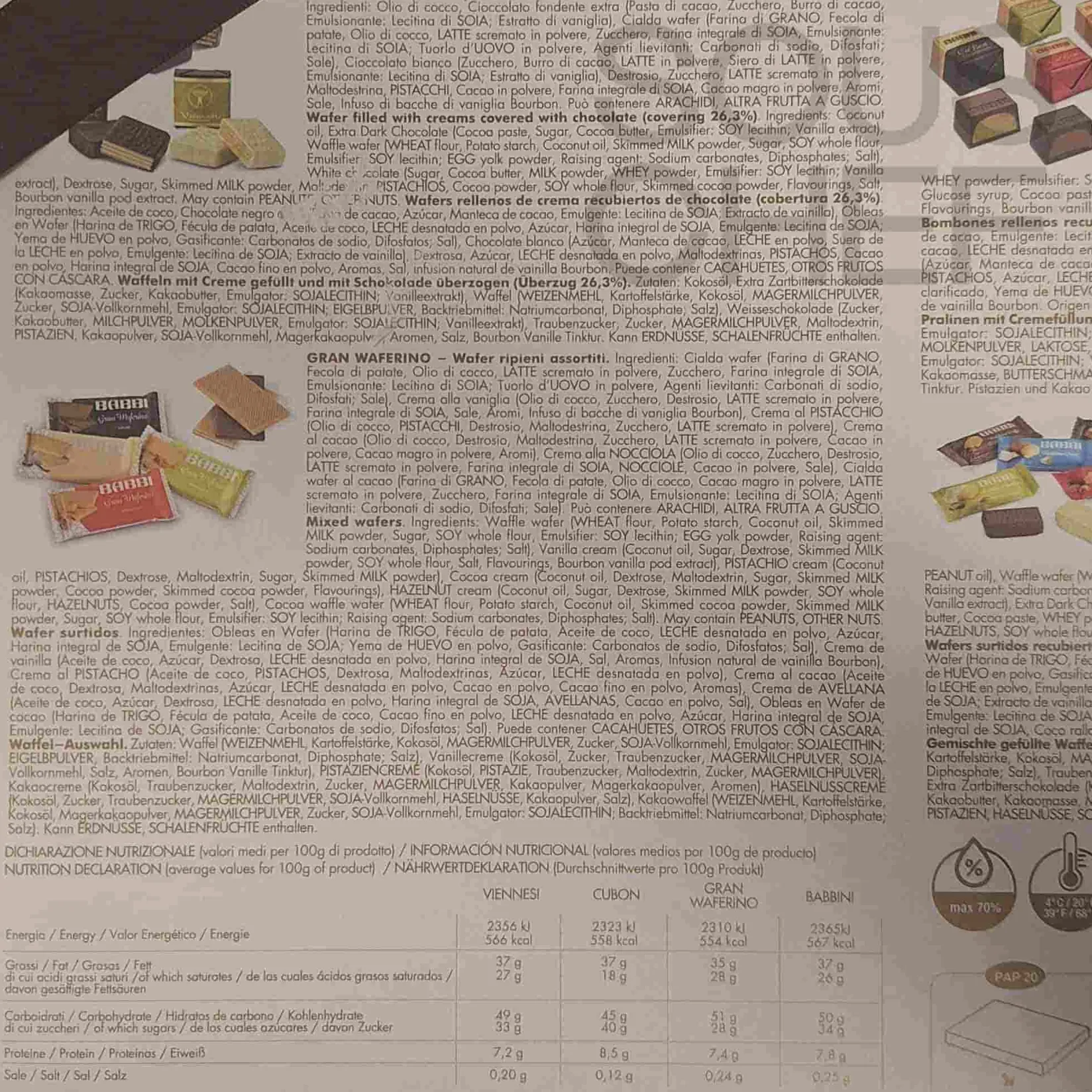 Babbi Ingredients Brands|Italian Ingredients^Luxury Wafer & Chocolate Praline Selection, 458g