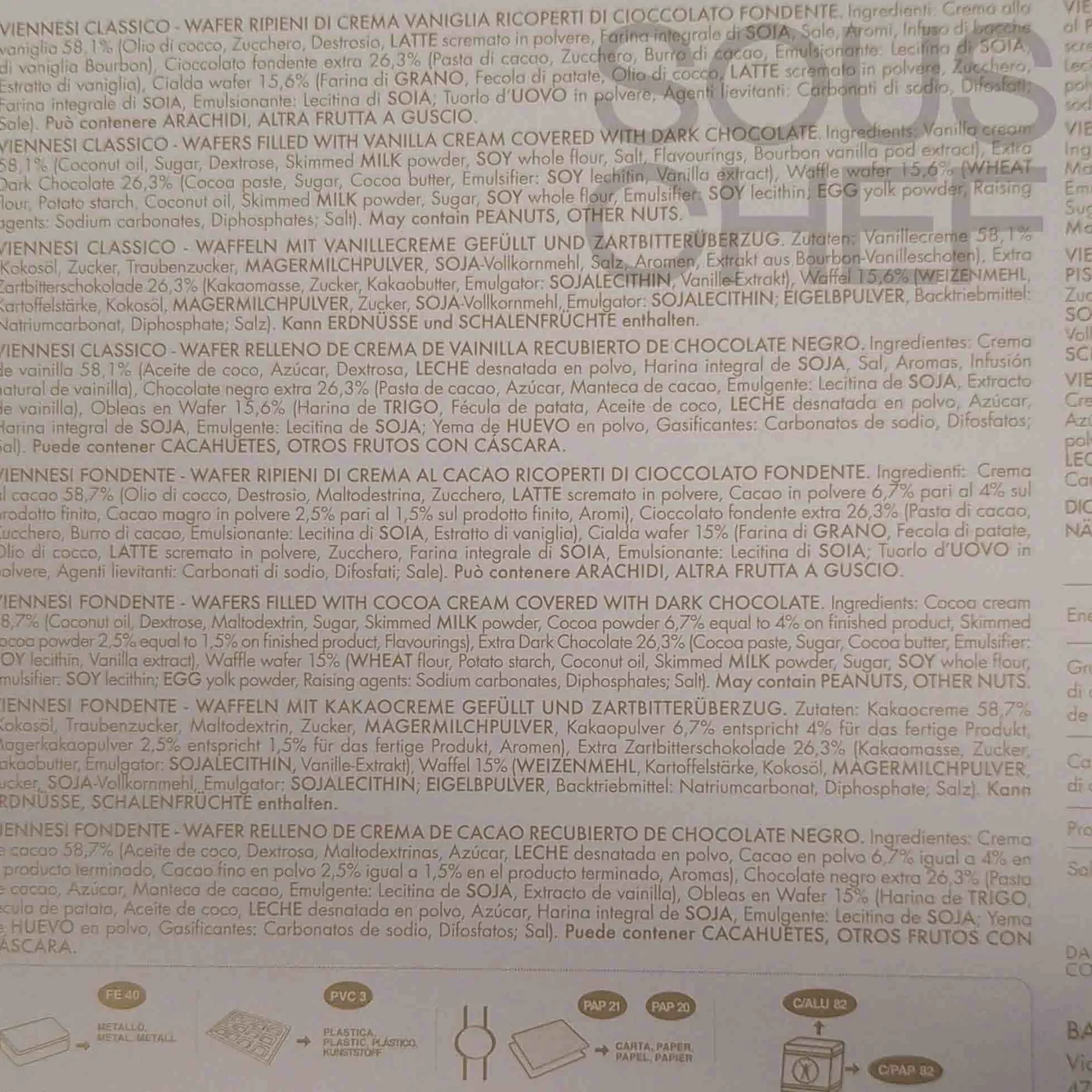 Babbi Ingredients Brands|Italian Ingredients^Viennesi De Luxe Wafer Selection, 15 Pieces