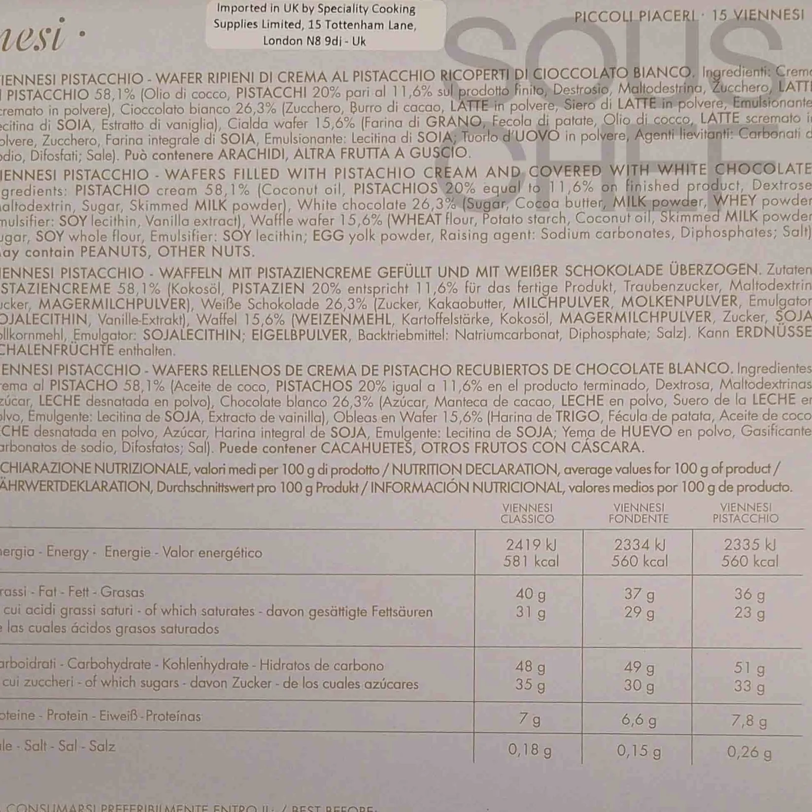 Babbi Ingredients Brands|Italian Ingredients^Viennesi De Luxe Wafer Selection, 15 Pieces