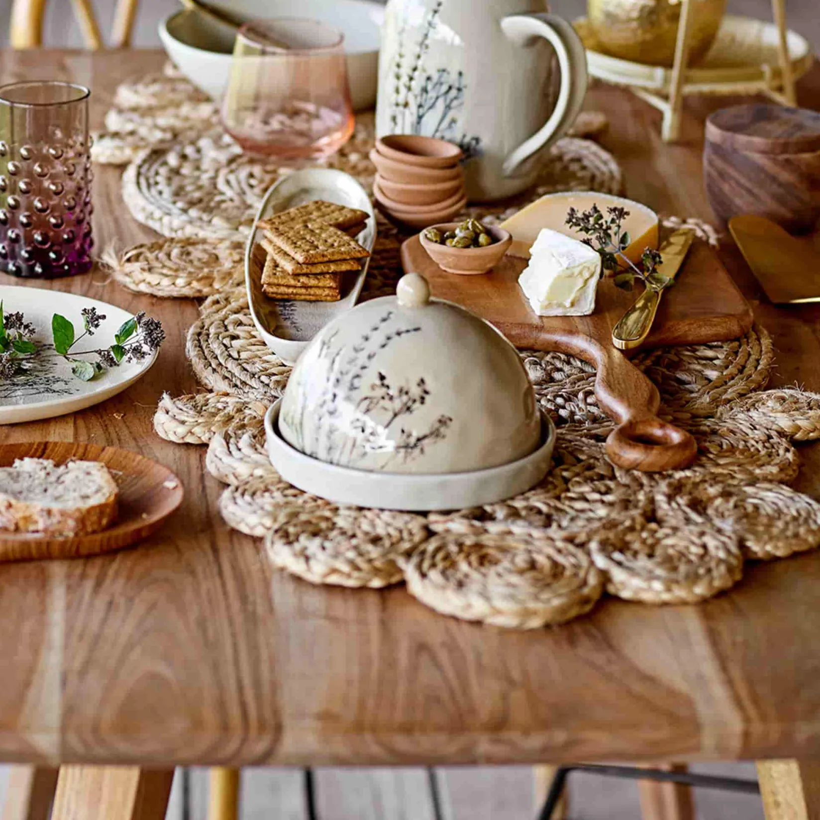 Bloomingville Tableware Brands^Bea Floral Round Butter Dish, 15cm