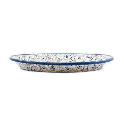 Kapka Tableware Brands^Blue Dot Enamel Oval Serving Tray, 31cm