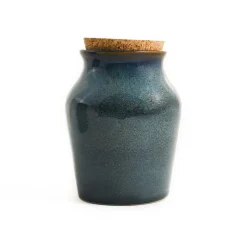 Ceramica Nicola Tableware Brands^Blue Glaze Salt Pot with Cork Lid