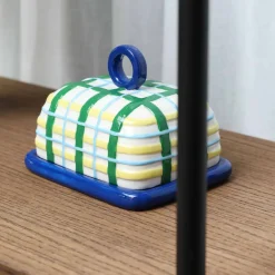 &Klevering Tableware Brands^Blue Plaid Butter Dish