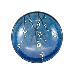 Kiji Stoneware & Ceramics Japanese Ingredients|Japanese Tableware^Blue Sakura Shallow Bowl, 24.5cm