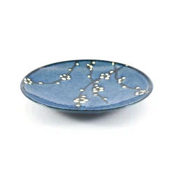 Kiji Stoneware & Ceramics Japanese Ingredients|Plates^Blue Sakura Side Plate, 22.5cm