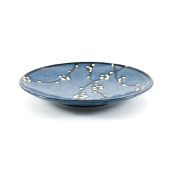 Kiji Stoneware & Ceramics Japanese Ingredients|Plates^Blue Sakura Side Plate, 22.5cm