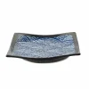 Kiji Stoneware & Ceramics Japanese Ingredients|Plates^Blue Wave Medium Square Plate, 17.5cm