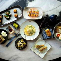 Kiji Stoneware & Ceramics Japanese Ingredients|Plates^Blue Wave Medium Square Plate, 17.5cm