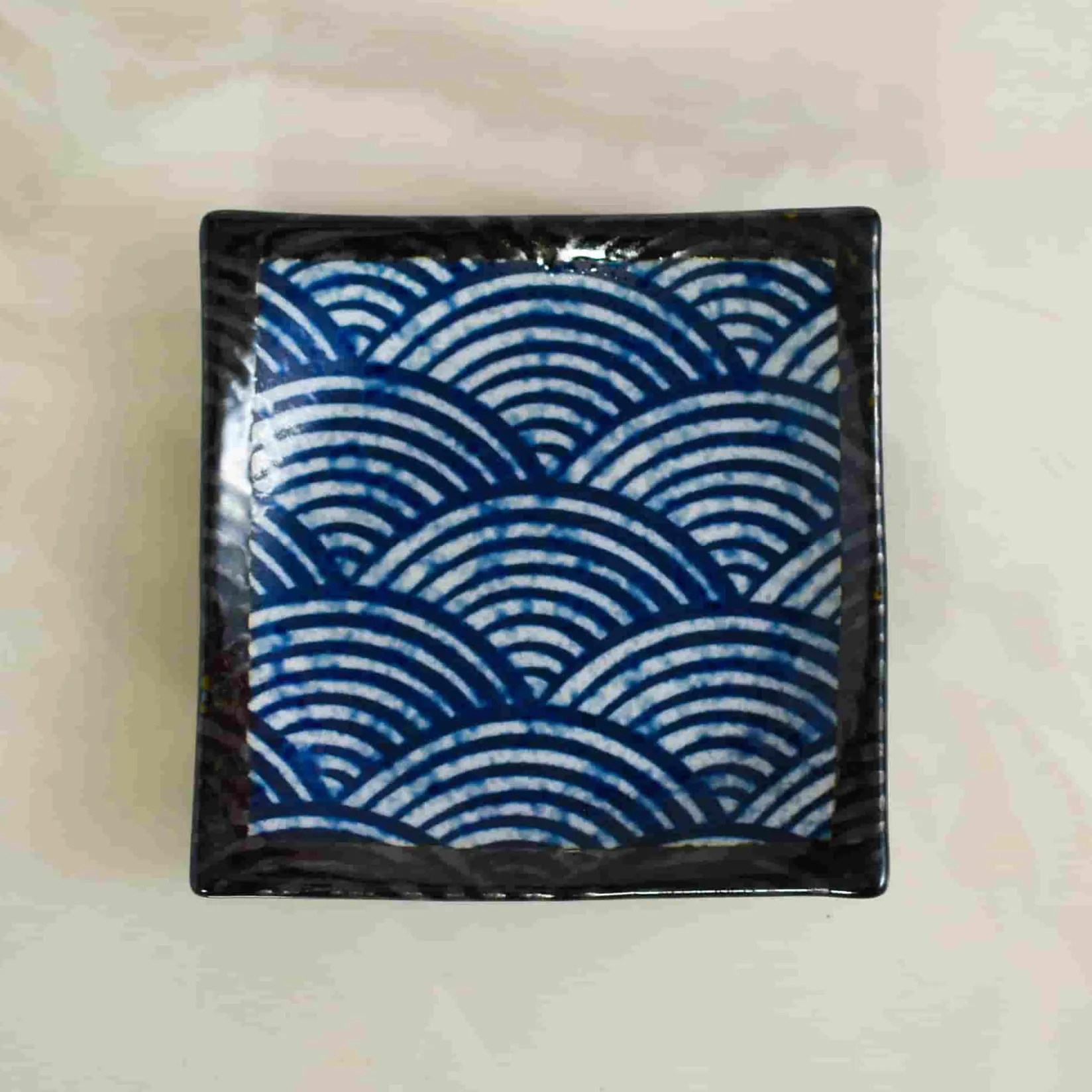 Kiji Stoneware & Ceramics Tableware Brands|Japanese Ingredients^Blue Wave Small Square Plate, 13.5cm
