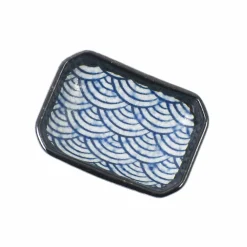 Kiji Stoneware & Ceramics Japanese Ingredients|Japanese Tableware^Blue Wave Soy Sauce Dish, 8.8cm
