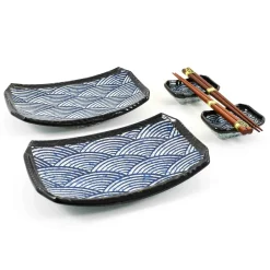 Kiji Stoneware & Ceramics Tableware Brands|Japanese Ingredients^Blue Wave Sushi Serving Set