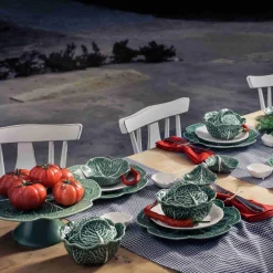 Bordallo Pinheiro Serveware|Tableware Brands^Green Cabbage Cake Stand, 31cm