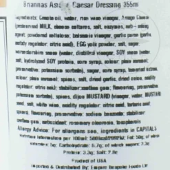 Briannas Ingredients Brands|American Ingredients^Asiago Caesar Dressing, 355ml