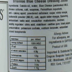 Briannas Ingredients Brands|American Ingredients^Blue Cheese Dressing, 355ml