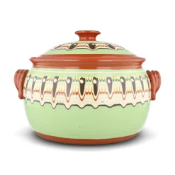 Bulgarian Pottery Baking Supplies & Equipment^Bulgarian Troyan Mint Green Terracotta Cooking Pot
