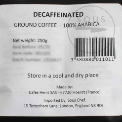 Cafes Henri Ingredients Brands|Drinks^Decaffeinated 100% Arabica Ground Coffee, 250g