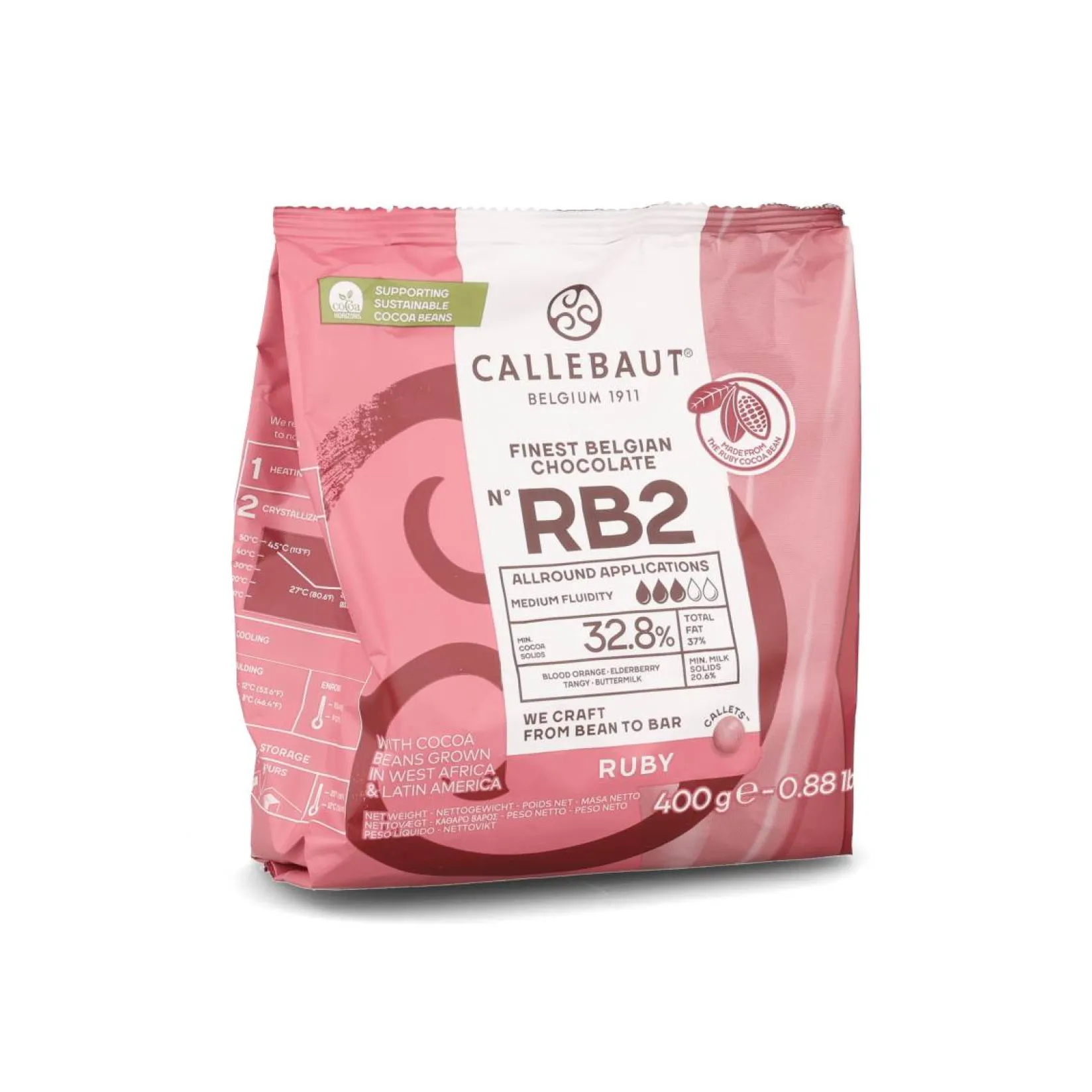 Callebaut French Ingredients|Chocolate & Sweets^Ruby Chocolate Couverture, 400g