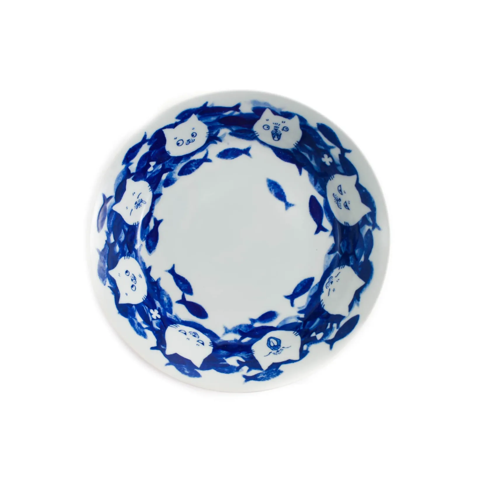 Emro Aziatica Plates|Japanese Tableware^Cat with Fishes Japanese Deep Plate, 21cm