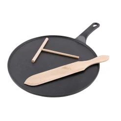 Chasseur Pots & Pans^Black Cast Iron Crepe Pan, 30cm