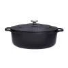 Chasseur Pots & Pans^Black Cast Iron Oval Dutch Oven, 29cm