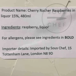 Distillerie du périgord Ingredients Brands|French Ingredients^Cherry Rocher Raspberries in Liqueur 15%, 480ml