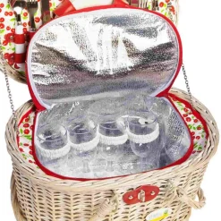 Les Jardin de la Comtesse Tableware Brands|Picnicware^Cheverny Cherry Print Picnic Basket, 4 Person