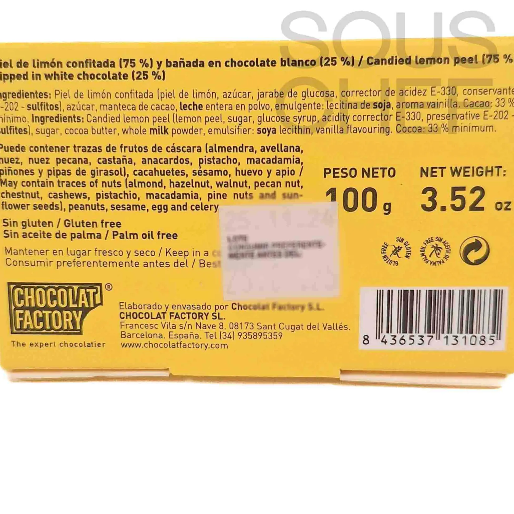 Chocolat Factory Ingredients Brands|Chocolate & Sweets^White Chocolate Covered Lemon Peel, 110g