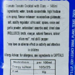 Clamato American Ingredients|Drinks^Tomato Cocktail Glass Bottle