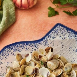 Turkish Tableware Tableware Brands^Cobalt Blue Rim Glass Scallop Serving Dish, 18cm