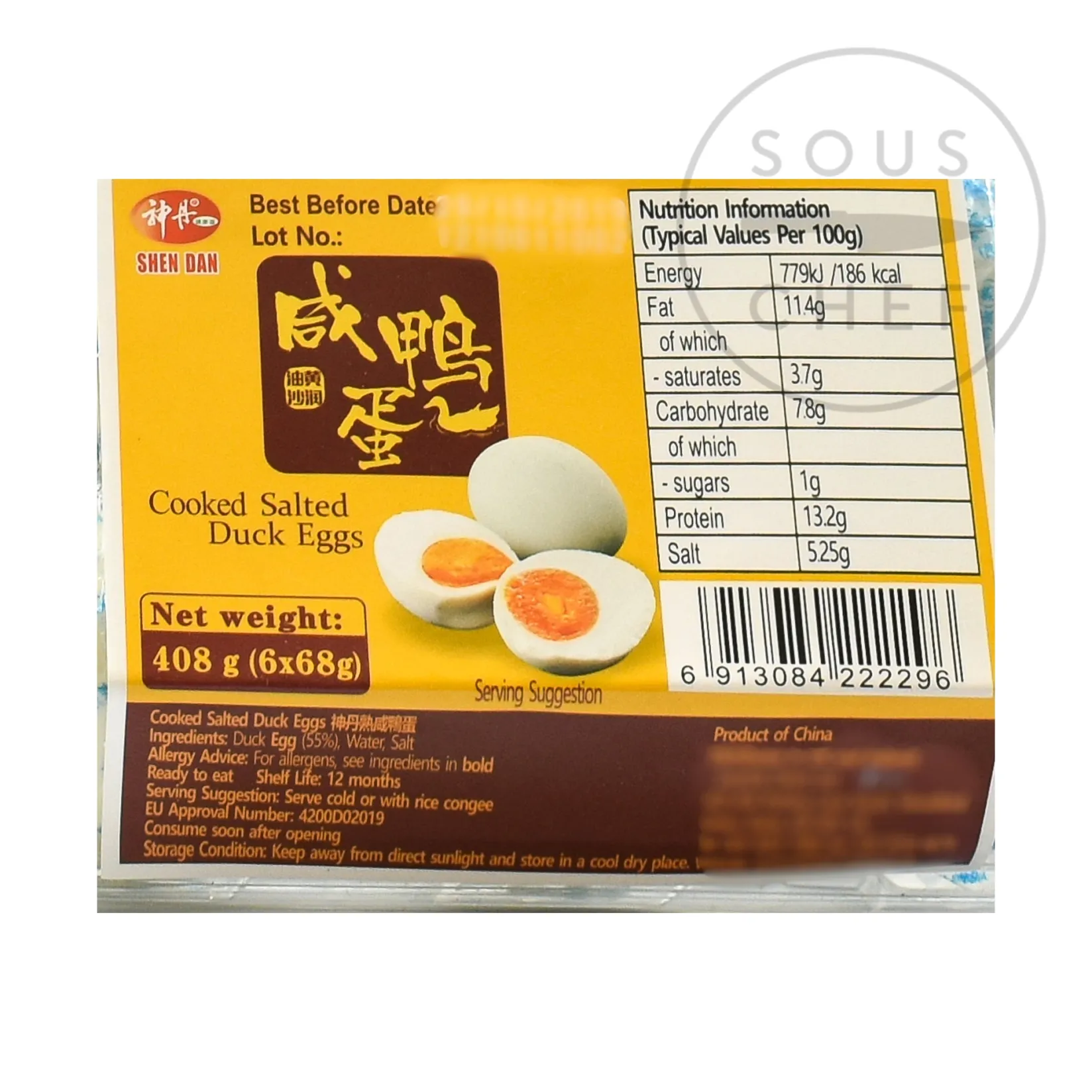 Shen Dan Ingredients Brands|Chinese Ingredients^Cooked Salted Duck Eggs - 6 eggs