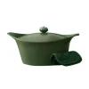 Cookut Pots & Pans^Lightweight Non-Stick Dutch Oven with Pot Holders, Green, BPA-Free