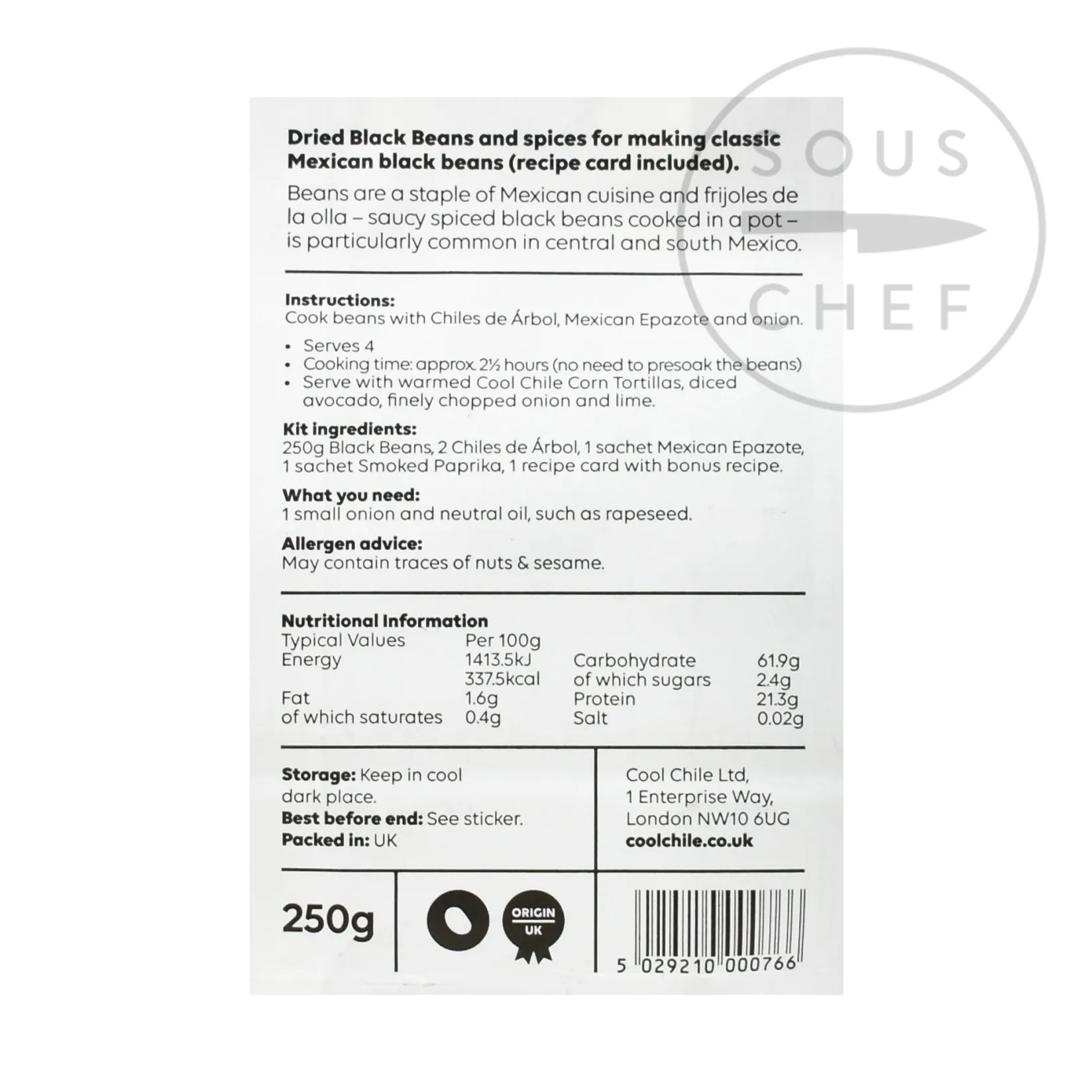 Cool Chile Co Ingredients Brands|Mexican Ingredients^Black Bean Kit, 250g