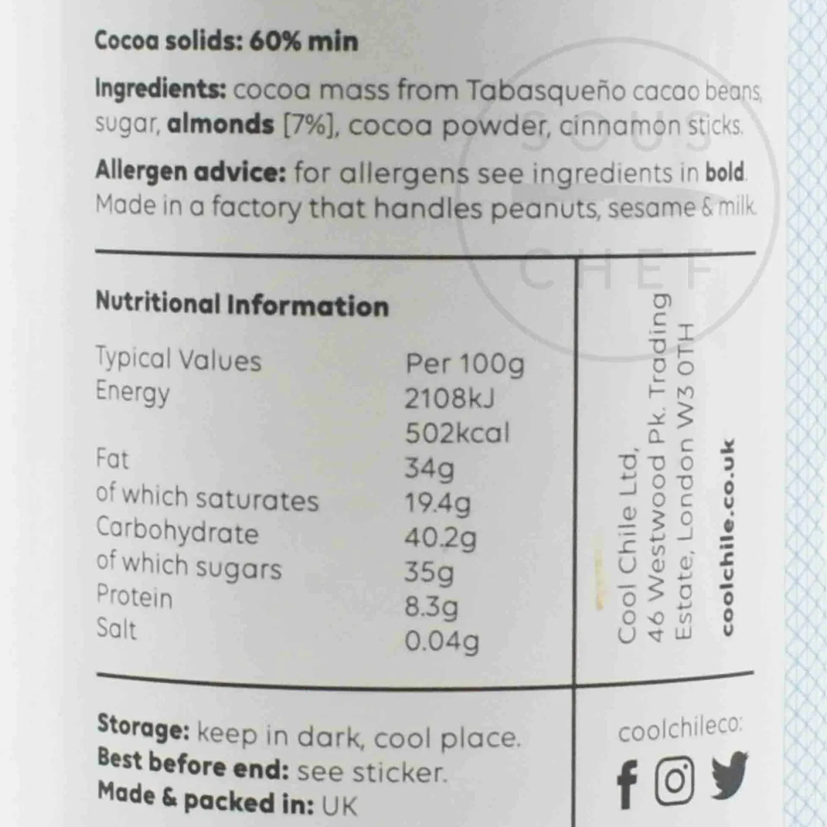 Cool Chile Co Ingredients Brands|Mexican Ingredients^Oaxaca Hot Chocolate - Cinnamon & Almonds, 150g