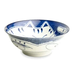 Emro Aziatica Japanese Ingredients|Crockery & Dinnerware^Dark Blue Lucky Cat Japanese Ramen Bowl, 21cm