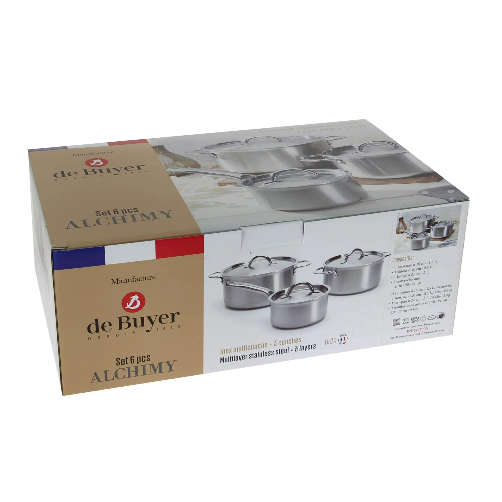 De Buyer Pots & Pans^Alchimy 3 Piece Cookware Set with Lids