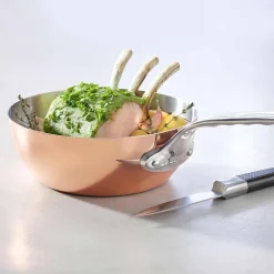 De Buyer Pots & Pans^Inocuivre Conical Copper Saute Pan with Stainless Steel Handle, 20cm