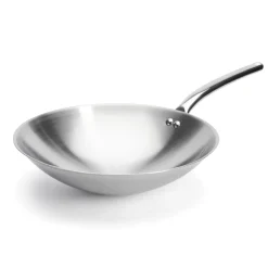 De Buyer Pots & Pans^Prim' Appety Round Based Stainless Steel Wok, 36cm