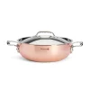 De Buyer Pots & Pans^Prima Matera Copper Curved Saute Pan with Lid & Stainless Steel Handle, 28cm