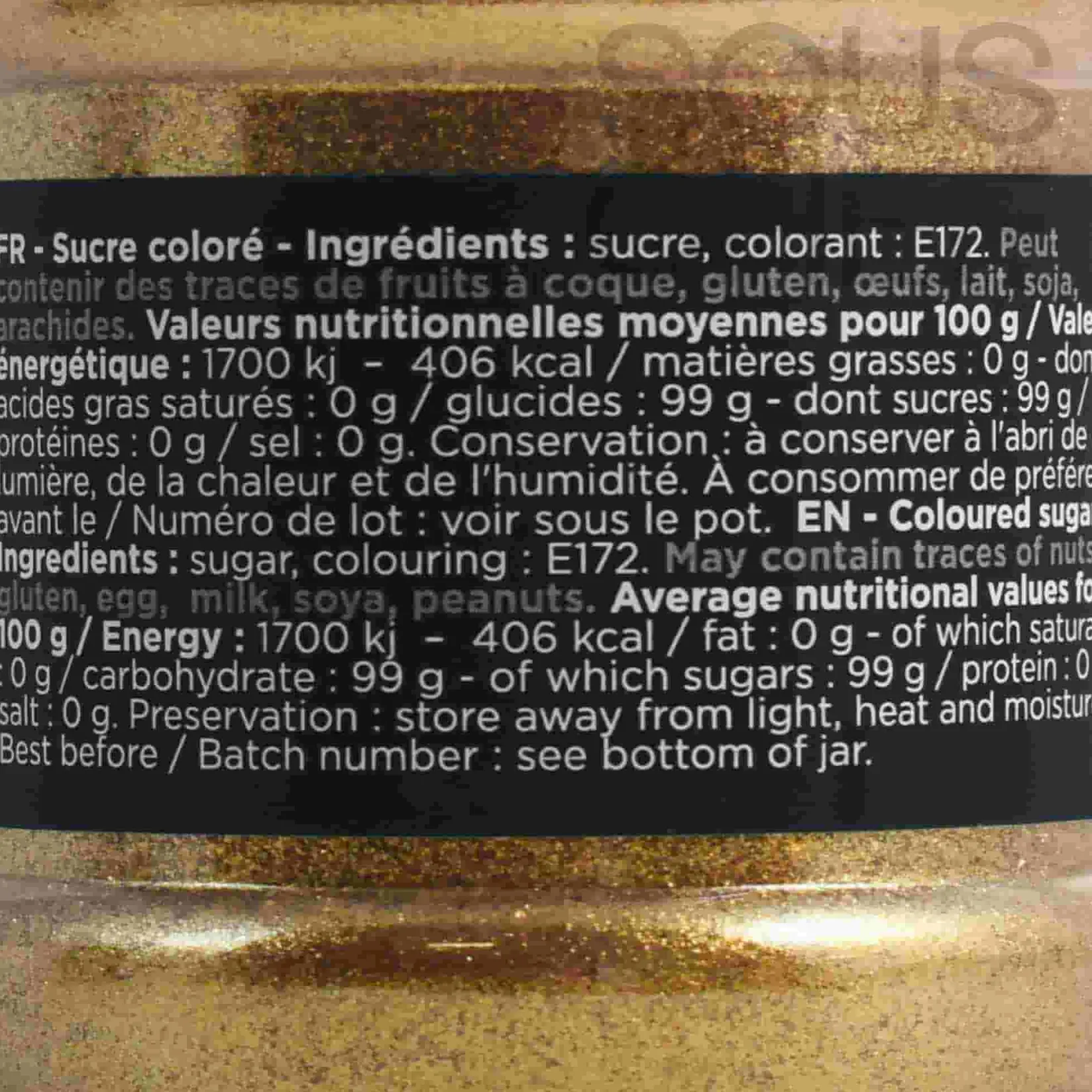 Deco Relief Ingredients Brands|Baking Ingredients^Gold Sugar Glitter, 160g