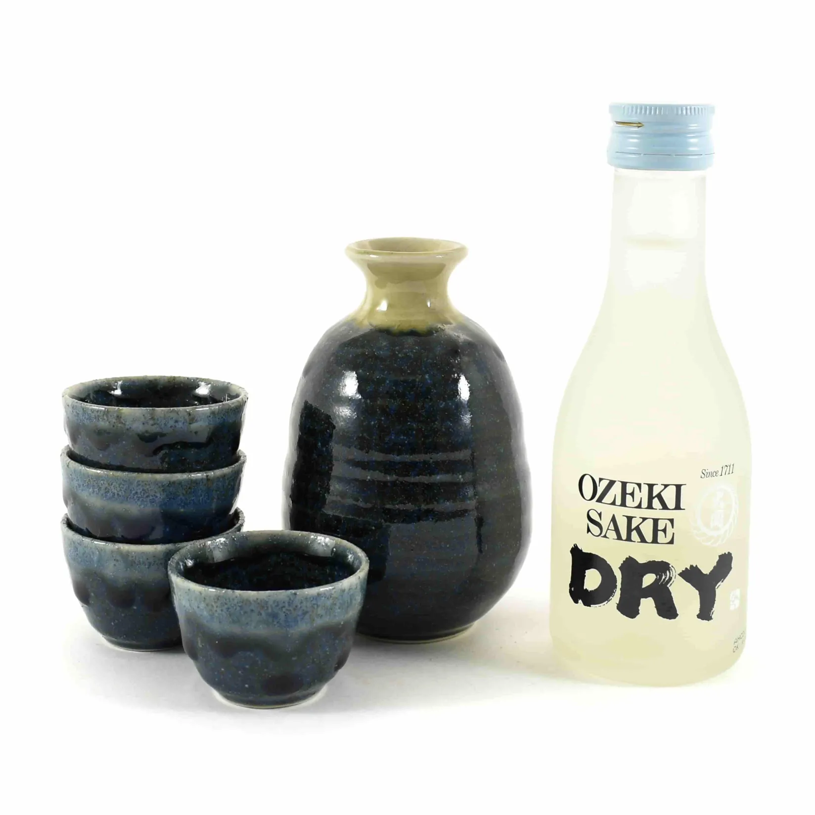 Kiji Stoneware & Ceramics Japanese Ingredients|Japanese Tableware^Deluxe Blue Glaze Sake Set with Sake