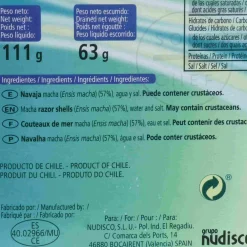 Diamir Ingredients Brands|Spanish Ingredients^Chilean Razor Clams in Brine, 120g