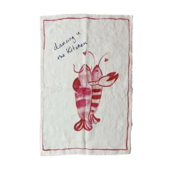 Dinette Kitchen Textiles & Clothing^Dancing Lobsters Linen Tea Towel