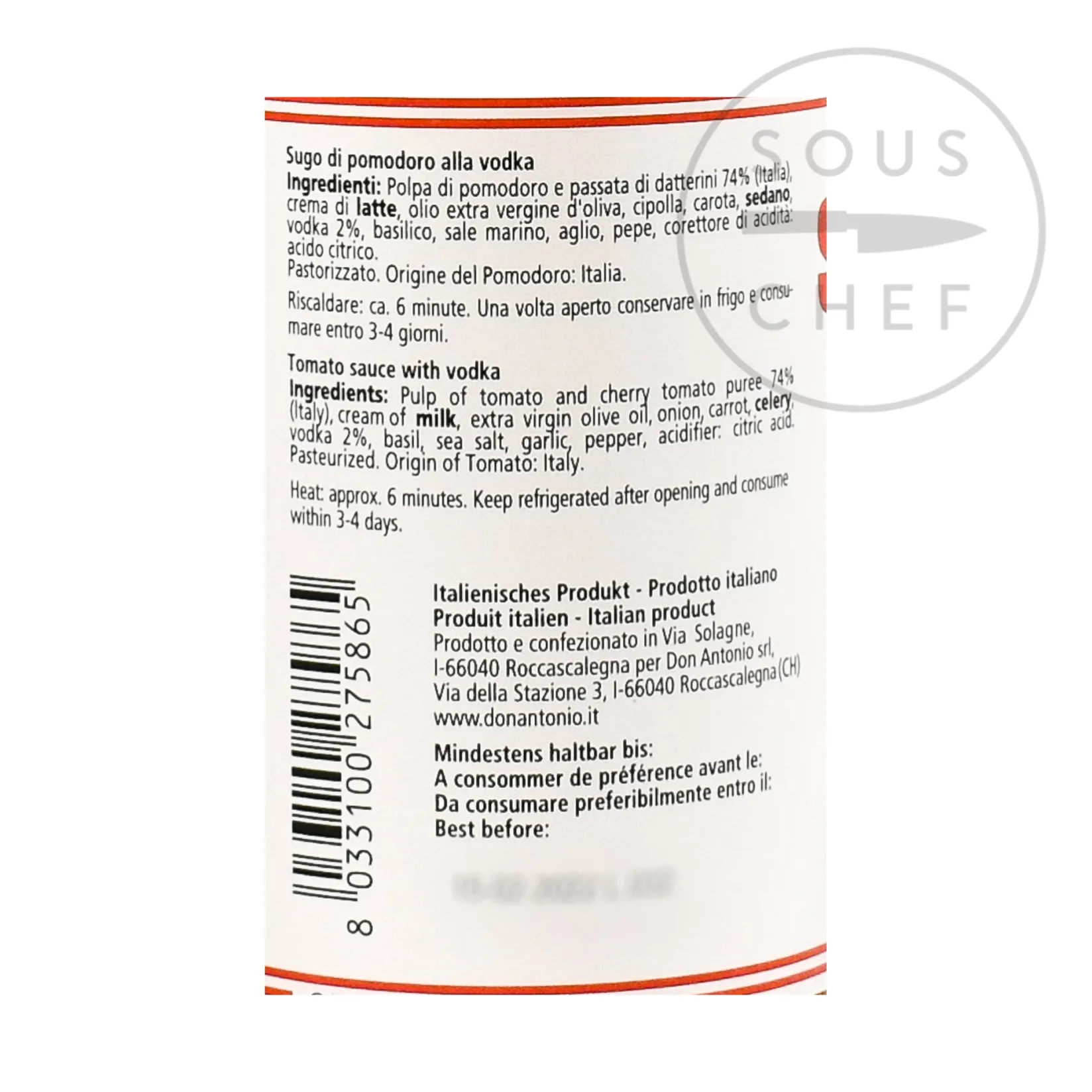 Don Antonio Italian Ingredients|Vegetables^Vodka Sauce, 500g