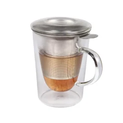 Viejovalle Tableware Brands^Double-Walled Borosilicate Glass Teacup with Strainer, 290ml