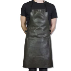 Dutchdeluxes Kitchen Textiles & Clothing^Leather BBQ Apron in Vintage Grey