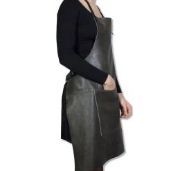 Dutchdeluxes Kitchen Textiles & Clothing^Leather BBQ Apron in Vintage Grey